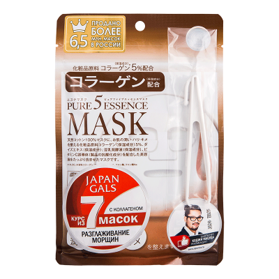Купить japan gals (джапан галс) маска коллаген pure5 essential, 7 шт в Богородске