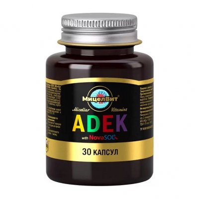 Купить мицеллированные витамины adek, капсулы 600мг, 30 шт бад в Богородске