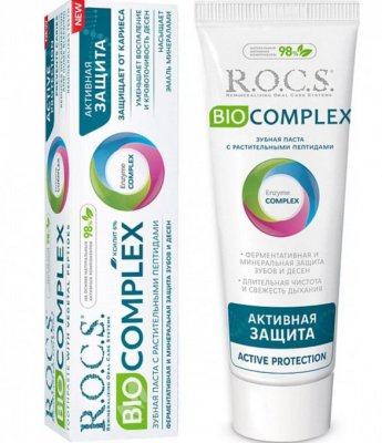 Купить рокс (r.o.c.s) зубная паста биокомплекс активная защита, 94г в Богородске