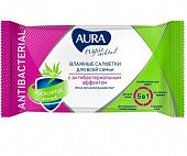 Купить aura (аура) салфетки влажные с антибактериальным эффектом tropic cocktail 15 шт. в Богородске