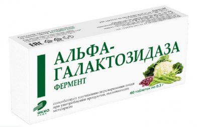 Купить фермент альфа-галактозозидаза, таблетки массой 300мг, 60 шт бад в Богородске