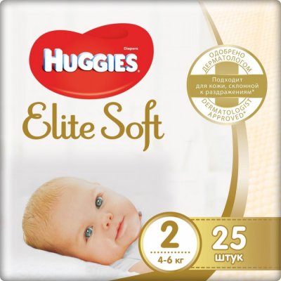 Купить huggies (хаггис) подгузники elitesoft 2, 4-6кг 25 шт в Богородске