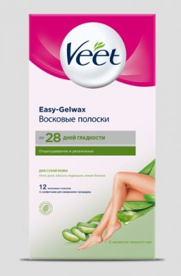 Купить veet easy-gelwax (вит) восковые полоски для сухой кожи с алоэ вера, 12 шт в Богородске