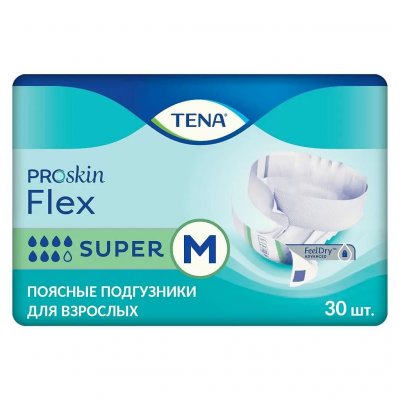 Купить tena (тена) подгузники, proskin flex super размер m, 30 шт в Богородске
