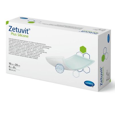 Купить silicone plus zetuvit (цетувит) повязка суперабсорбирующая с контактным слоем из силикона 10см х20см, 10 шт в Богородске