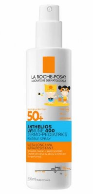 Купить la roche-posay anthelios uvmune 400 (ля рош позе) дермо-педиатрикс спрей для лица и тела для детей 200мл spf50+ в Богородске