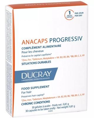Купить дюкрэ анакапс (ducray аnacaps) прогрессив для волос и кожи головы капсулы 30 шт бад в Богородске