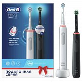Купить oral-b (орал-би) электрическая зубная щетка 3772 с зарядным устройством 3757 белая+черная pro 3 d505.523.3н, 2шт. в Богородске