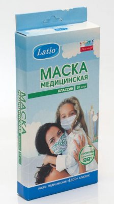 Купить маска медицинская latio классик на резинках, 10 шт в Богородске